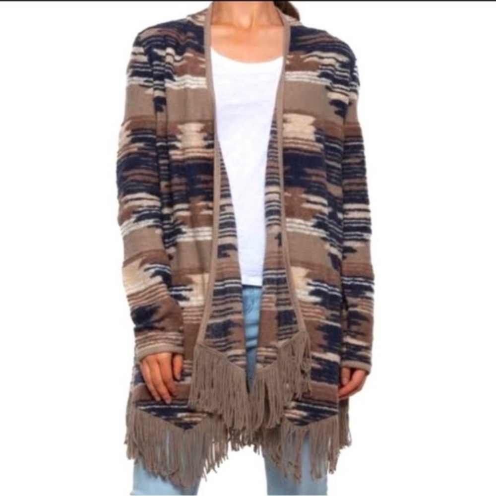 Lucky Brand Fringe Boho Cardigan Sweater